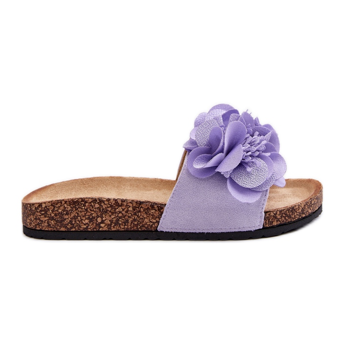 Șlapi damă cu flori, mov Lulania violet