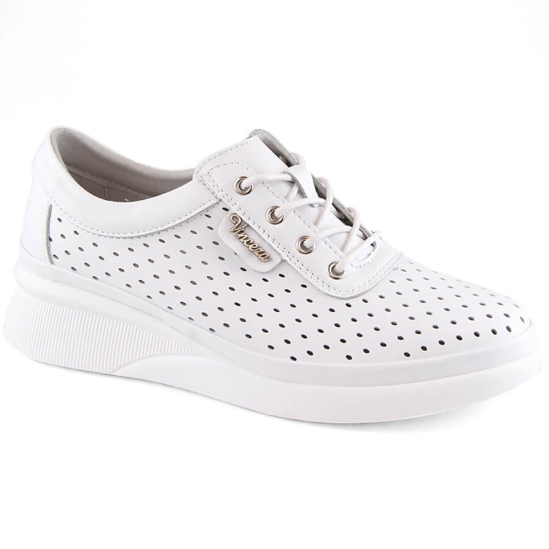 Pane ajurate sport din piele, alb Vinceza 7890