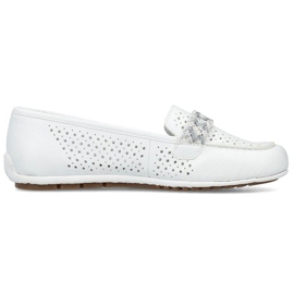 Pantofi mocasini ajurati confortabili de dama, alb Rieker 46885-80 Pantofi mocasini ajurati confortabili de dama, alb Rieker 46885-80