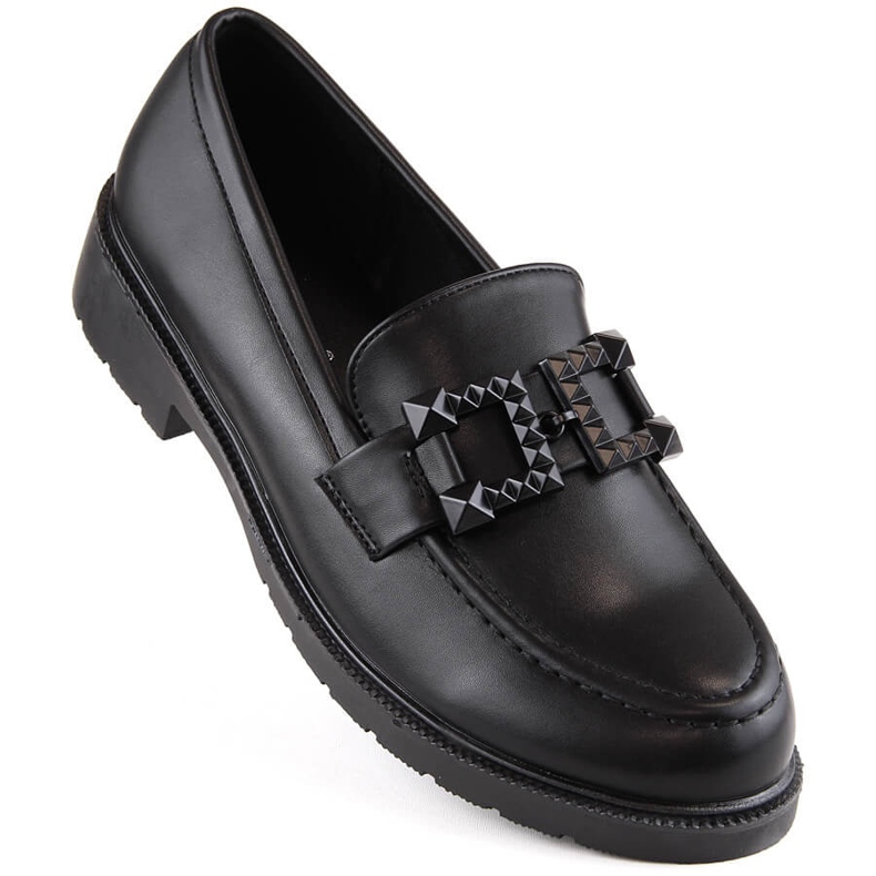 Pantofi dama, mocasini slip-on cu decor, negru S.Barski HY371 Pantofi dama, mocasini slip-on cu decor, negru S.Barski HY371
