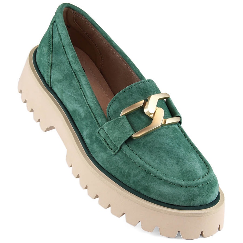 Pantofi din piele intoarsa, mocasini de dama Filippo DP4916 verzi verde