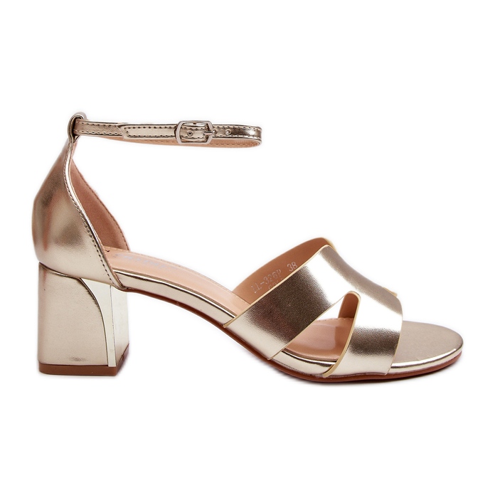 Sandale de damă cu toc bloc Irivana aurii de aur