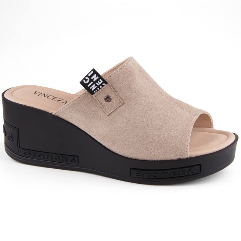 Papuci papuci de damă bej din piele intoarsa Vinceza 58291