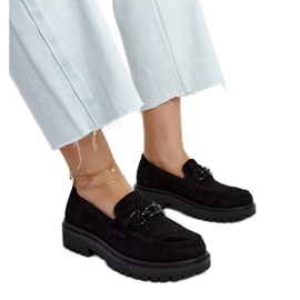 Mocasini negri din piele intoarsa cu catarama Lyle negru