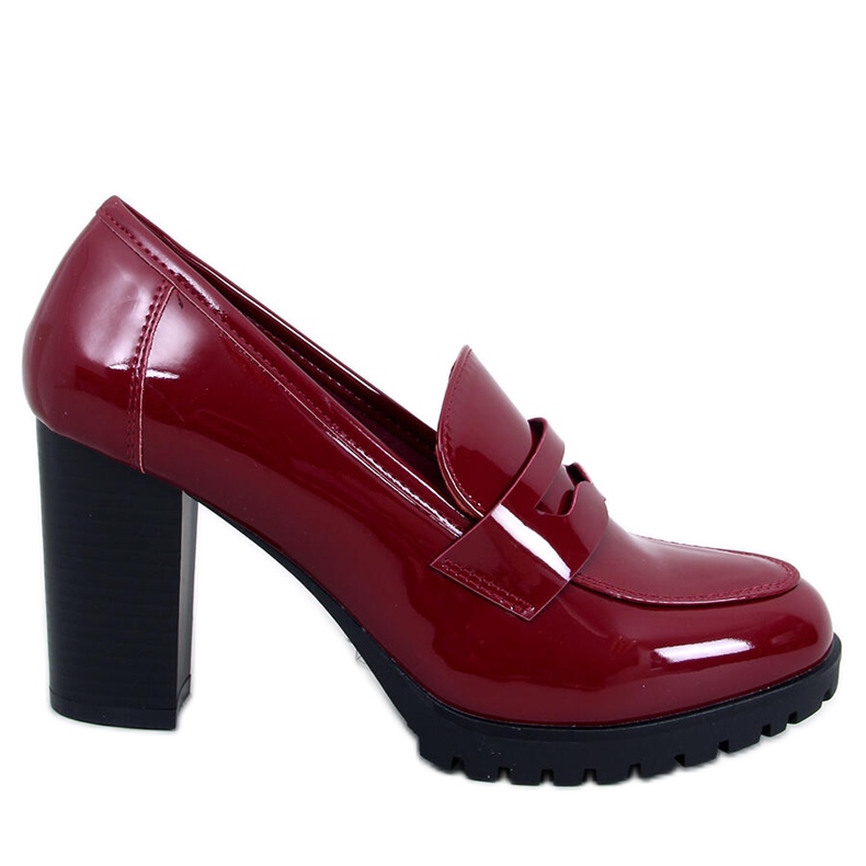Mocasini cu toc lacuit Jeffis Wine Red roșu