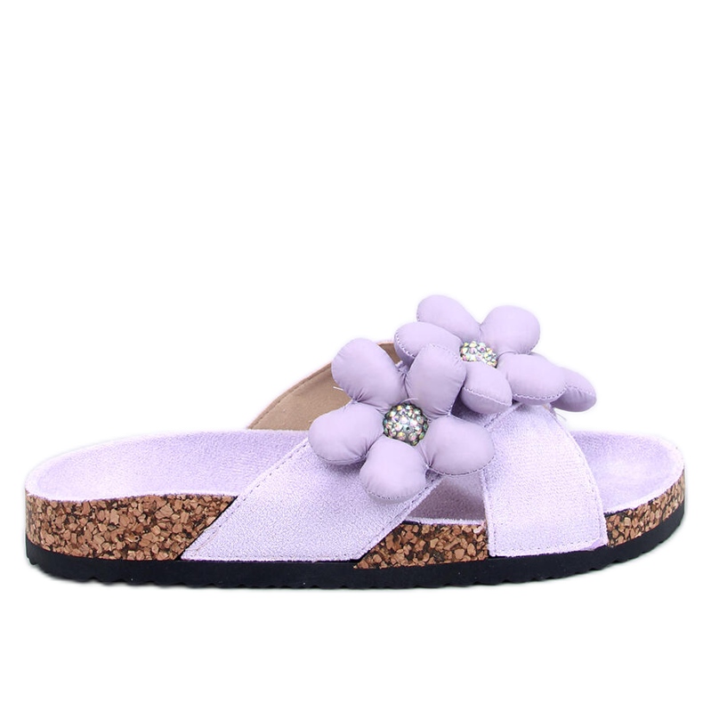 Șlapi din plută cu flori de pernă Charss Purple violet