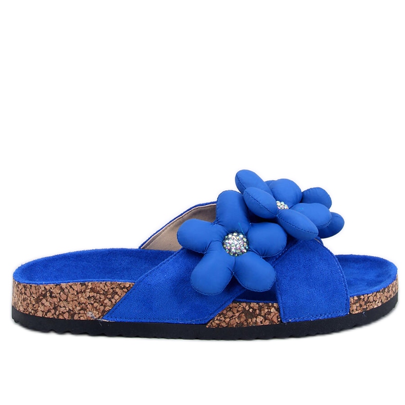 Șlapi din plută cu flori de pernă Charss Blue albastru