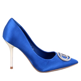 Tocuri înalte Malconi Blue cu decor cu cristale albastru