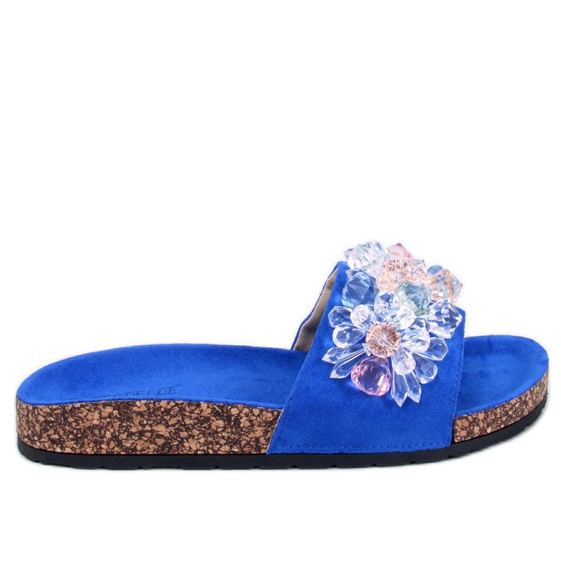 Șlapi din plută cu pietre Maliv Blue albastru