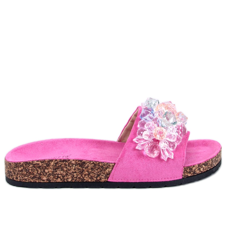 Șlapi din plută cu pietre Maliv Fuchsia roz