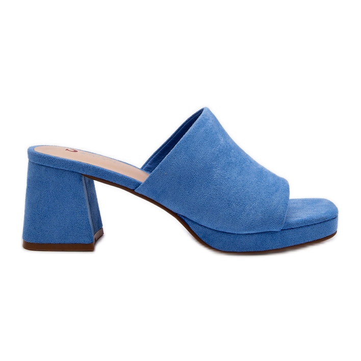 Flip-flops de damă albastru cu toc înalt Bralya
