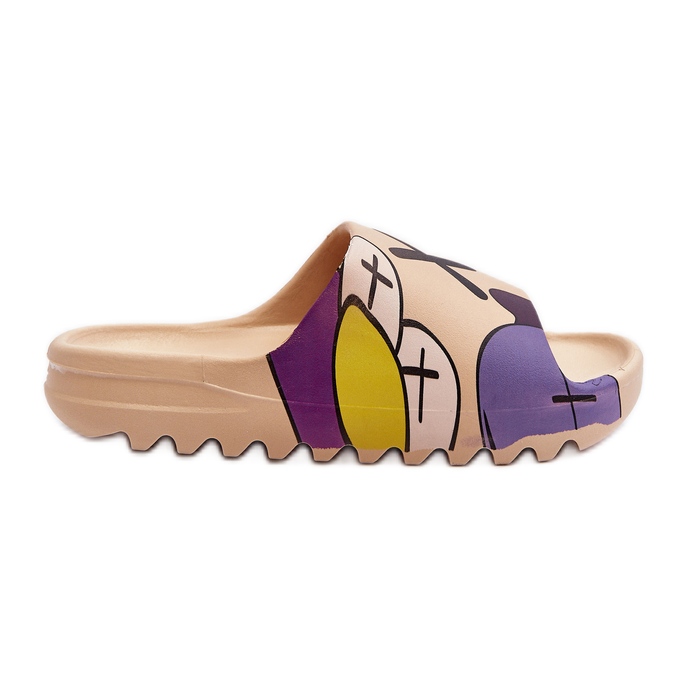 Flip-flops din cauciuc cu imprimeu de monștri bej închis