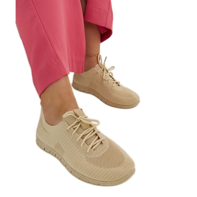 Adidași din material bej de la Erminio