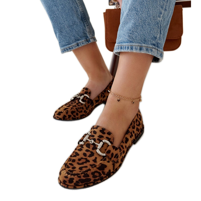 Mocasini leopard cu strasuri Marija bej