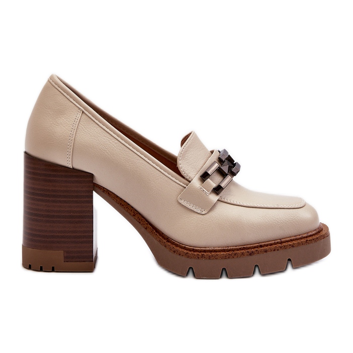 Vinceza Pompe pe un toc masiv masiv cu decor, bej Oradna