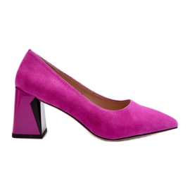 Vinceza Pompe cu toc inalt din piele intoarsa Fuchsia Alessyndra roz