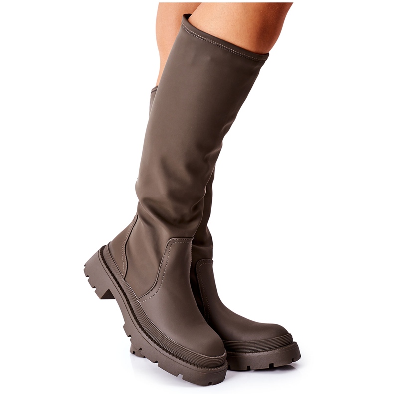 S.Barski Cizme înalte pentru femei Green verde