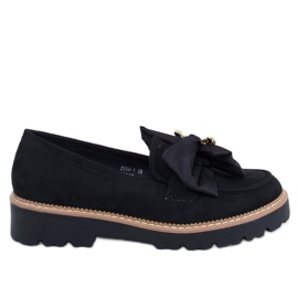 Mocasini Pennsy Black cu un ursuleț decorativ negru