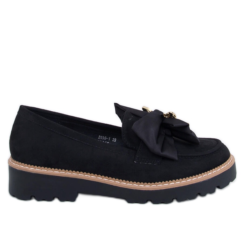 Mocasini Pennsy Black cu un ursuleț decorativ negru