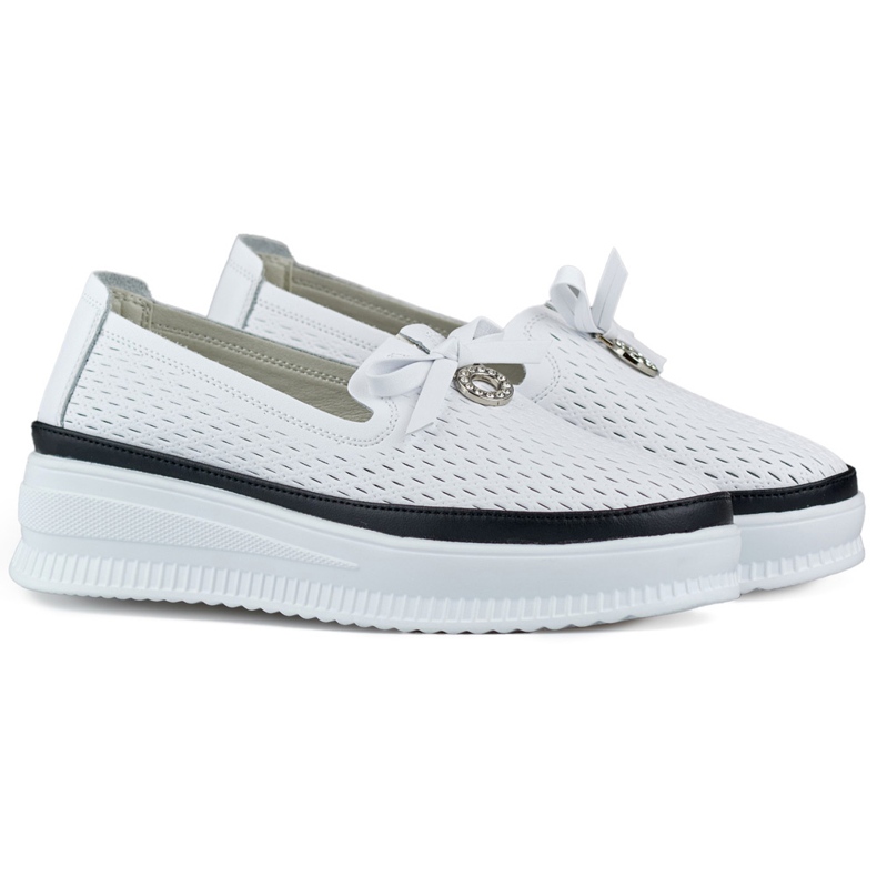 Pantofi ajurati din piele pentru femei, mocasini confortabili din piele naturala alb Pantofi ajurati din piele pentru femei, mocasini confortabili din piele naturala alb