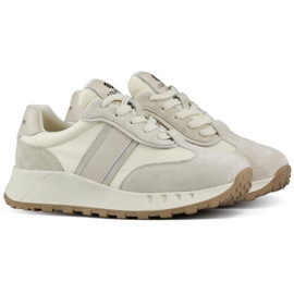 Adidasi de dama bej, pantofi sport din piele pentru femei Adidasi de dama bej, pantofi sport din piele pentru femei