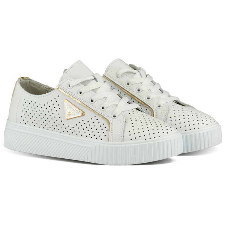 Pantofi sport de dama albi ajurati din piele naturala Pantofi sport de dama albi ajurati din piele naturala