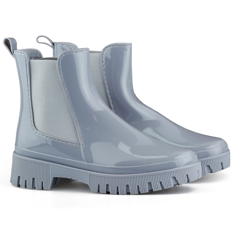 Ghete Wellington de damă gri cu talpă groasă Ghete Wellington de damă gri cu talpă groasă