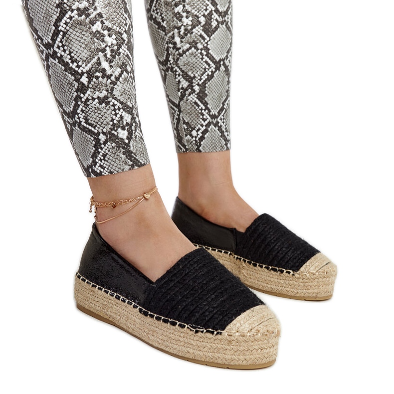 Espadrile negre Danica cu platforma negru