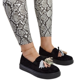 Pantofi negri cu ciucuri colorați de la Adaldrida negru