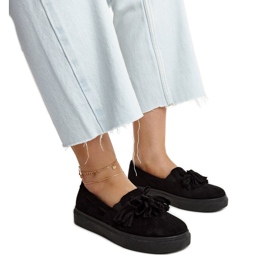 Pantofi negri cu ciucuri de la Adaldrida negru