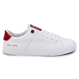 Pantofi pentru bărbați din piele ecologică Big Star JJ174106 alb și roșu Pantofi pentru bărbați din piele ecologică Big Star JJ174106 alb și roșu