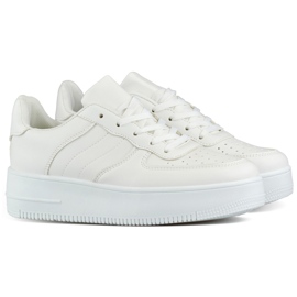Pantofi sport de dama albi cu talpa groasa Pantofi sport de dama albi cu talpa groasa