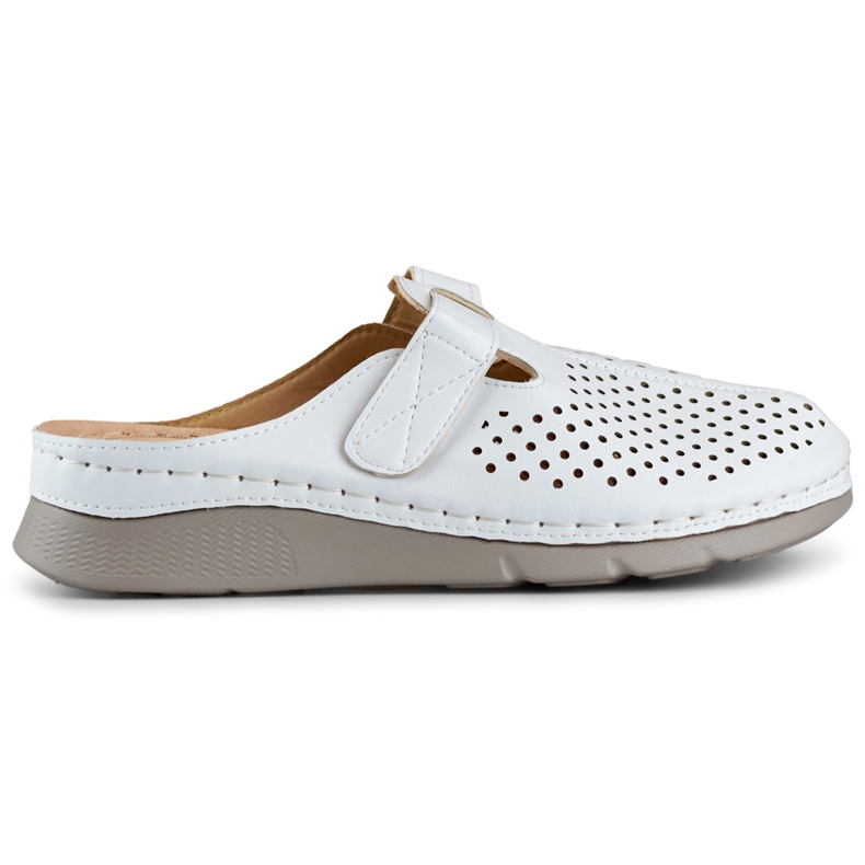 Flip-flops confortabili de sănătate pentru femei, flip-flops ajurate, flip-flops albi cu velcro