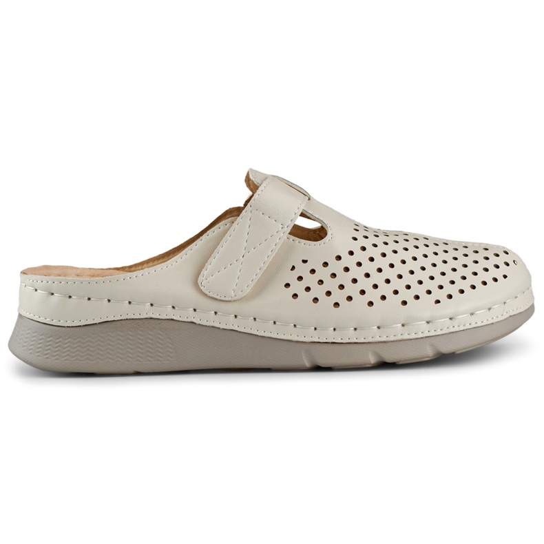 Slapi de sănătate pentru femei cu degete închise și velcro bej