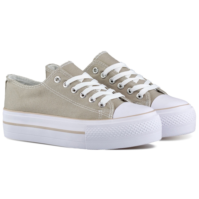 Tenisi dama gri cu talpa groasa