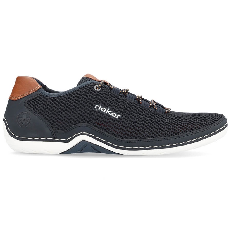 Pantofi de vară confortabili pentru bărbați, ajurati, albastru bleumarin Rieker 07555-14