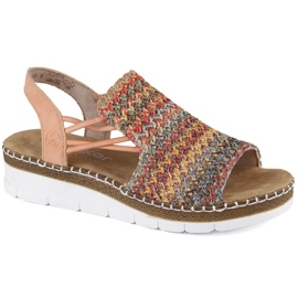 Sandale multicolore confortabile de dama Rieker V1241-90 bej