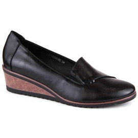 Pantofi negri cu pană slip-on de damă Potocki SZ12345 negru Pantofi negri cu pană slip-on de damă Potocki SZ12345 negru