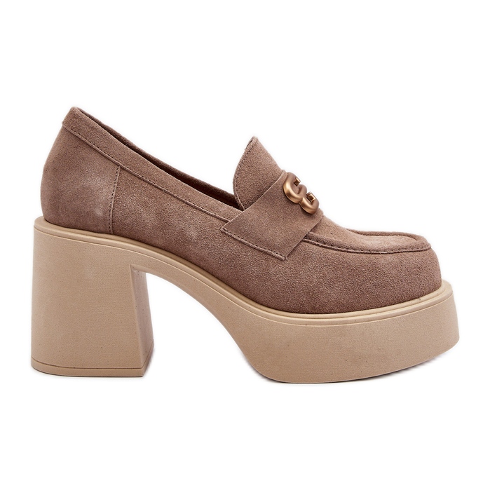 Zazoo 20170 Pantofi de damă din piele intoarsa cu toc inalt, bej