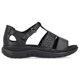 Sandale confortabile de damă din piele cu velcro, Rieker negru 64865-01 Sandale confortabile de damă din piele cu velcro, Rieker negru 64865-01