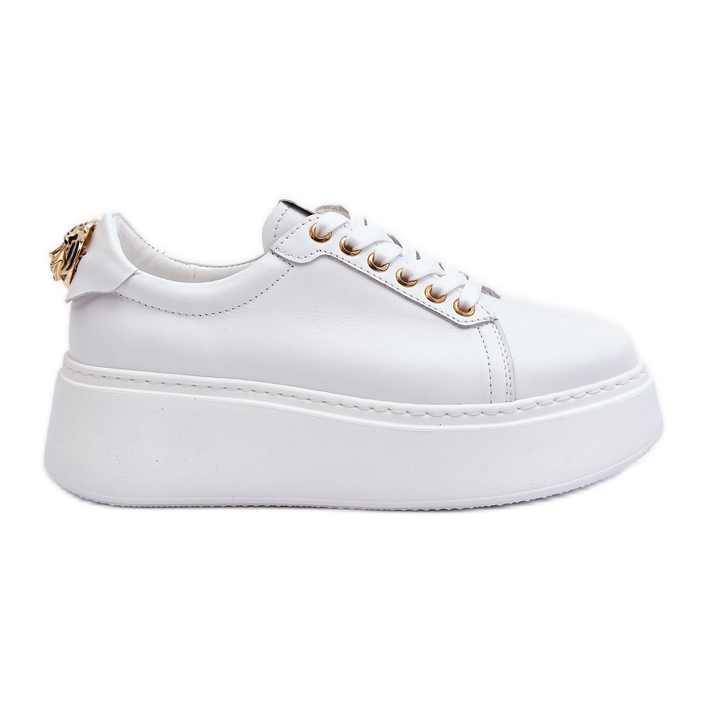 Pantofi de damă din piele cu platformă CheBello 4367 alb