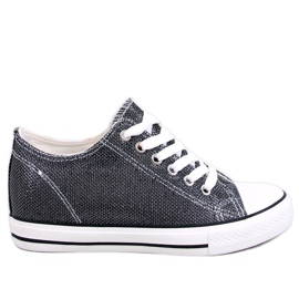 Adidași cu pană Foss Black negru