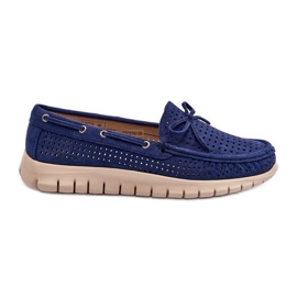 Vinceza Mocasini de dama cu fundita, bleumarin Reece albastru Vinceza Mocasini de dama cu fundita, bleumarin Reece albastru
