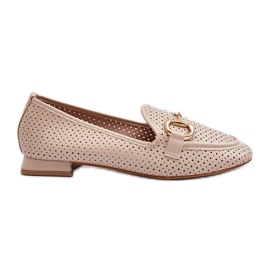Mocasini De Dama Toc Plat Cu Decorat, Bej Iluvana Mocasini De Dama Toc Plat Cu Decorat, Bej Iluvana