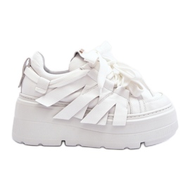 Pantofi Zazoo 2F-7033 pe o platformă masivă, alb