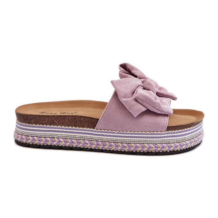 Flip-flops de damă cu platformă, cu fundă, mov Evatria violet