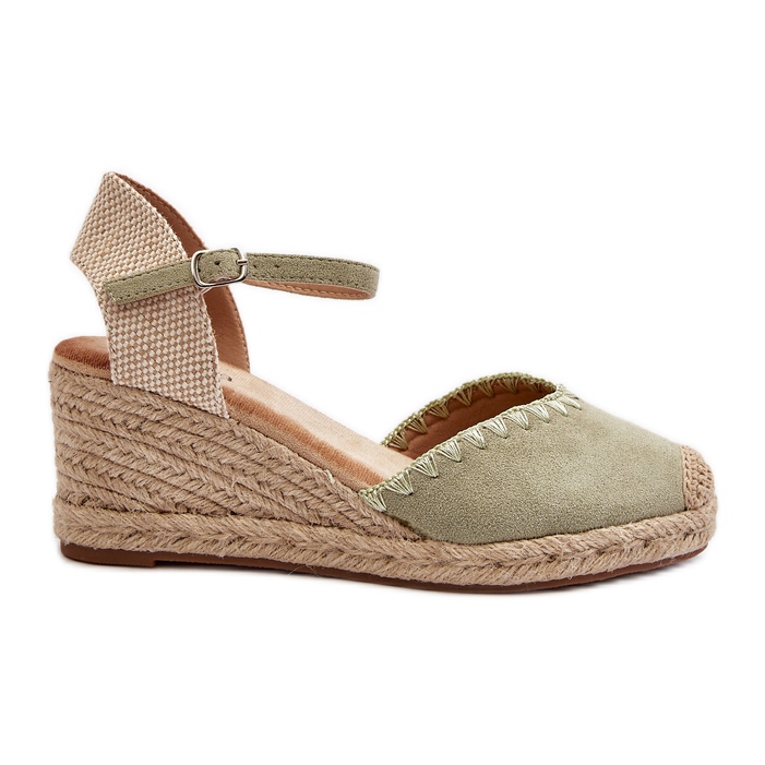 Sandale din piele intoarsa cu pane espadrille cu impletitura, Raylin verde