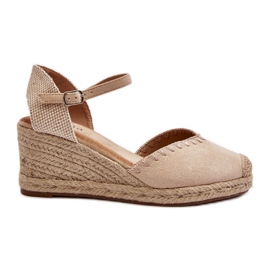 Sandale din piele intoarsa cu pane cu espadrille cu panglica Bej Raylin Sandale din piele intoarsa cu pane cu espadrille cu panglica Bej Raylin