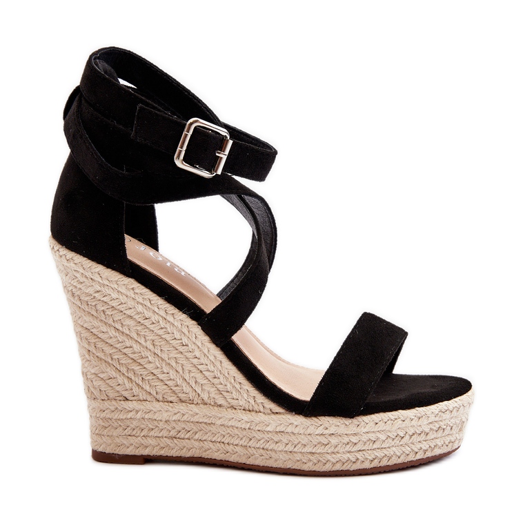 Sandale cu pană cu împletitură, Black Salthe negru Sandale cu pană cu împletitură, Black Salthe negru