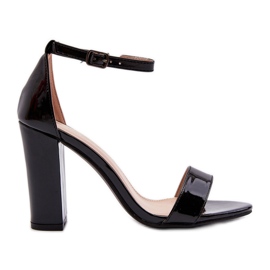 Sandale negre Thakko cu toc înalt negru